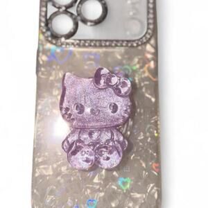 Hello Kitty Kawaii Pastel Purple Silver Iridescent Rhinestone IPhone 17 Pro Case